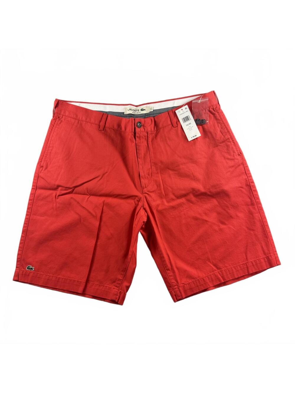 Lacoste Regular Fit Chino Shorts Men's Size 40 Grenadine Red NWT 100% Cotton